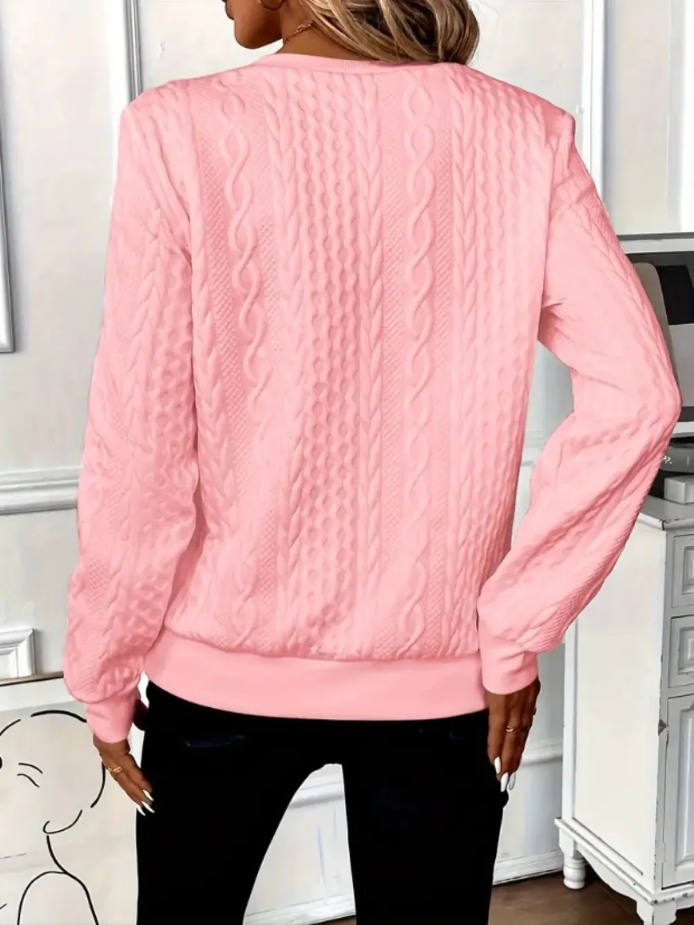 Texture Half Zip Long Sleeve Sweatshirt, image 9