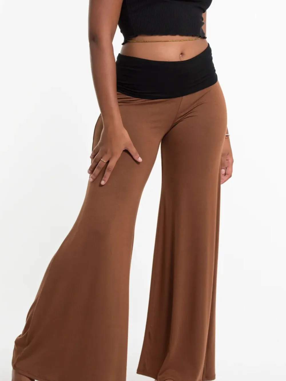 High Waisted Wide Leg Yoga Pants with Contrast Waistband, image 6