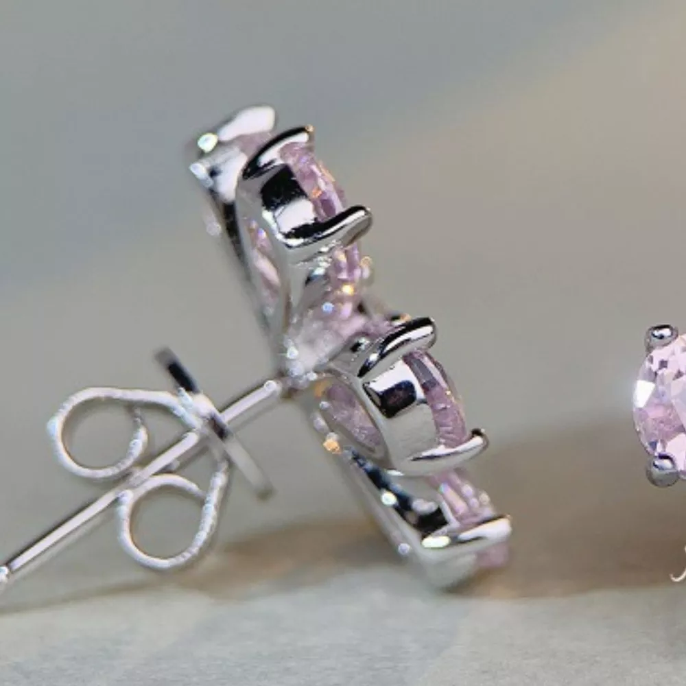 925 Sterling Silver Zircon Flower Earrings, image 4