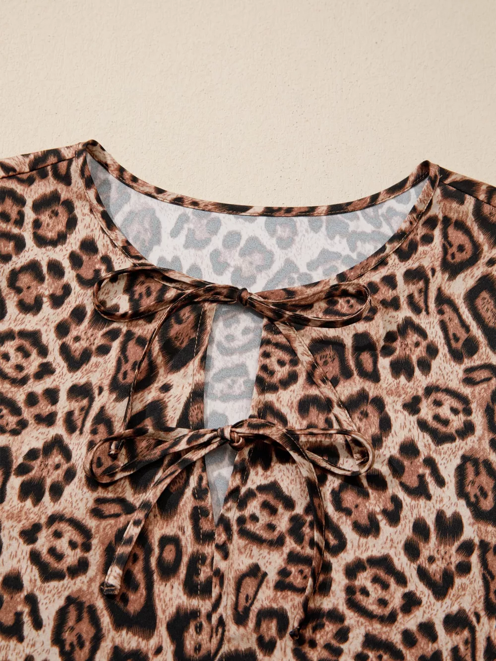 Leopard Bow Tie Puff Sleeve Blouse, image 6