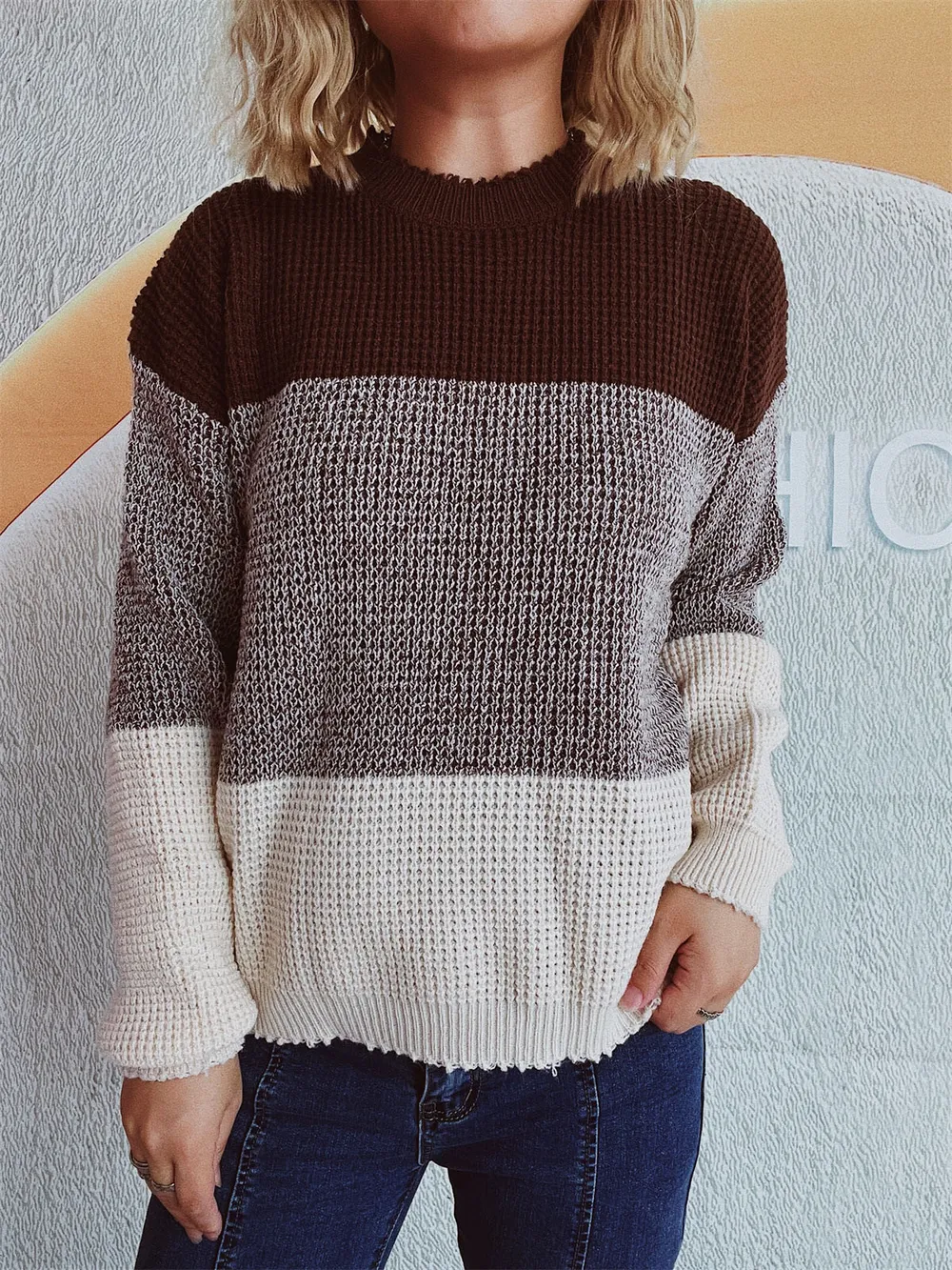 Color Block Long Sleeve Sweater, image 6
