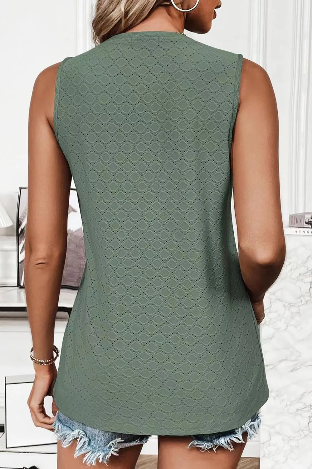 Eyelet Round Neck Tank, image 21