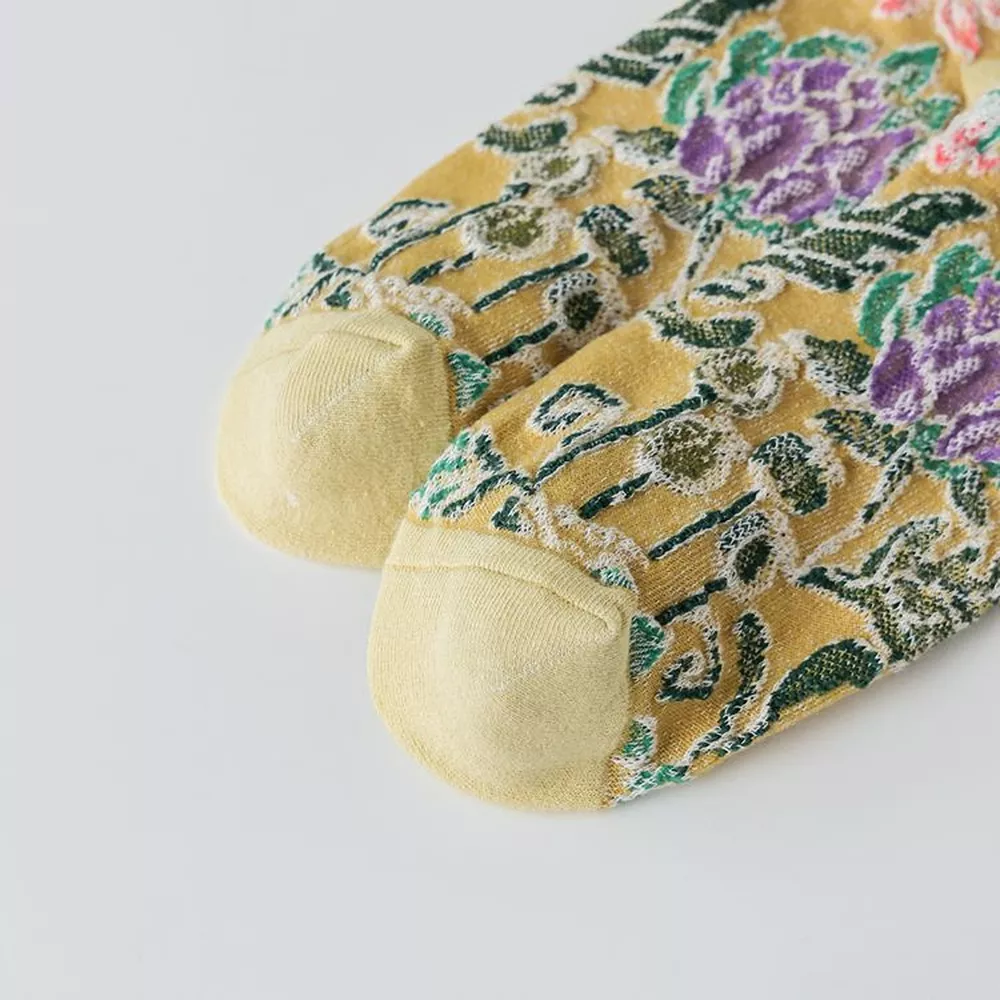 Floral Jacquard Crew Socks, image 16