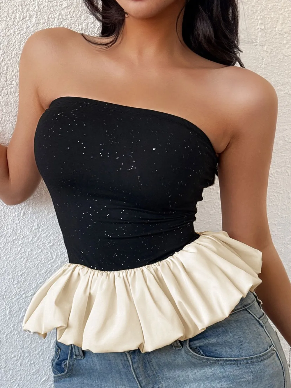 Ruffled Bubble Hem Tube Top, image 4