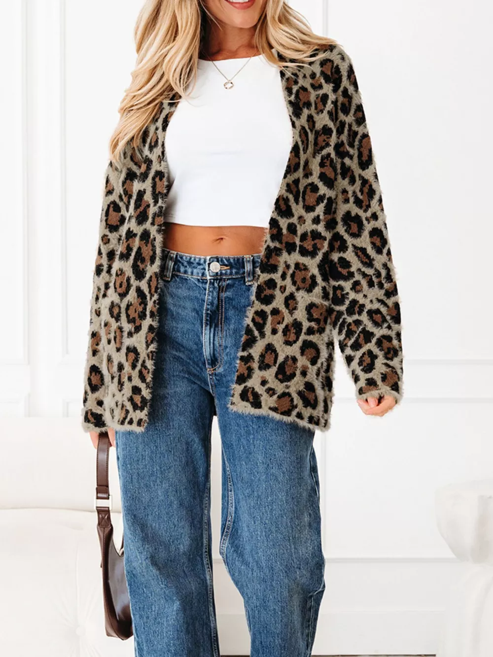 Leopard Open Casual Cardigan, image 3
