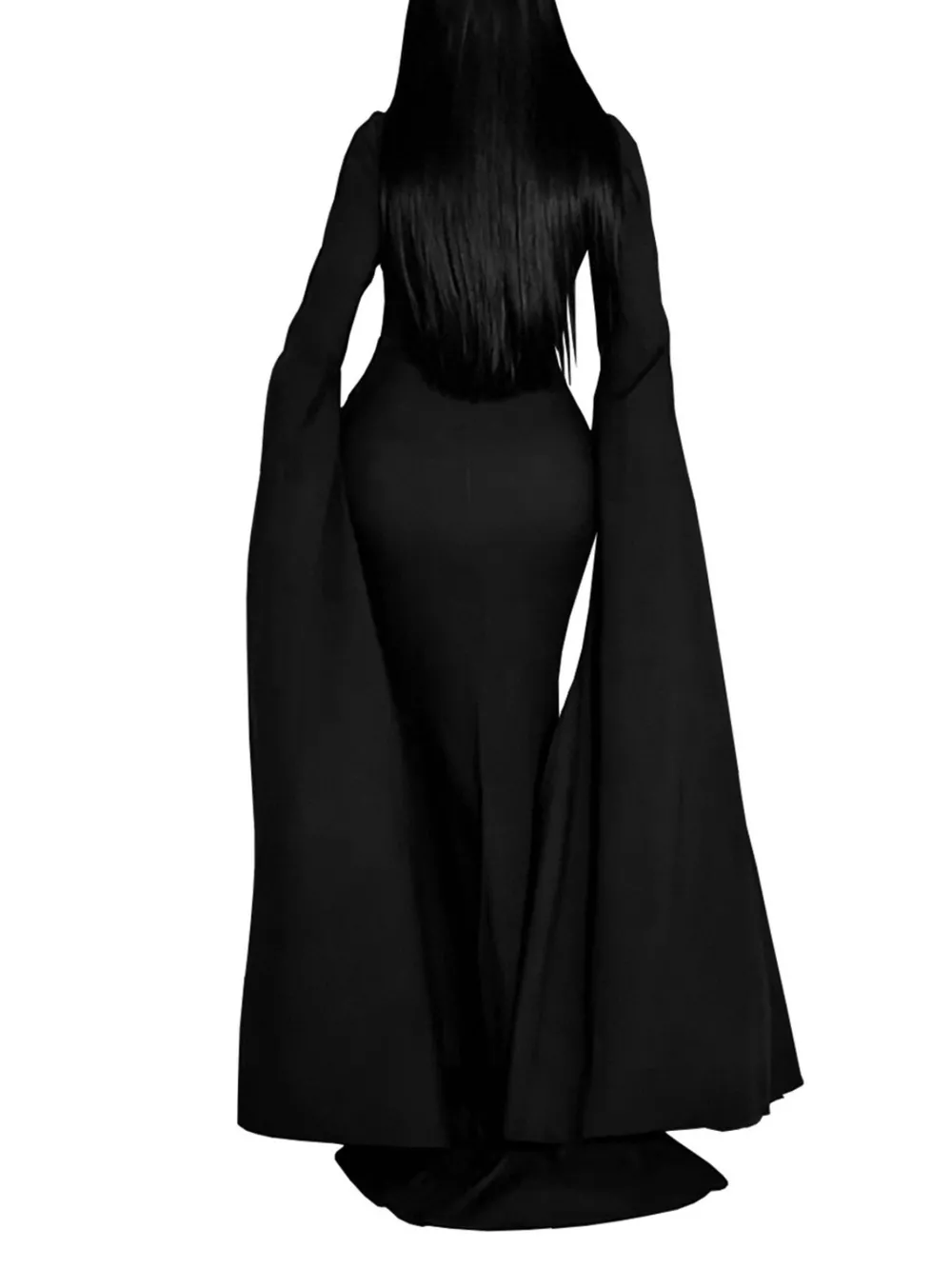 Rhinestone Slit Flare Sleeve Cape Maxi Dress, image 4