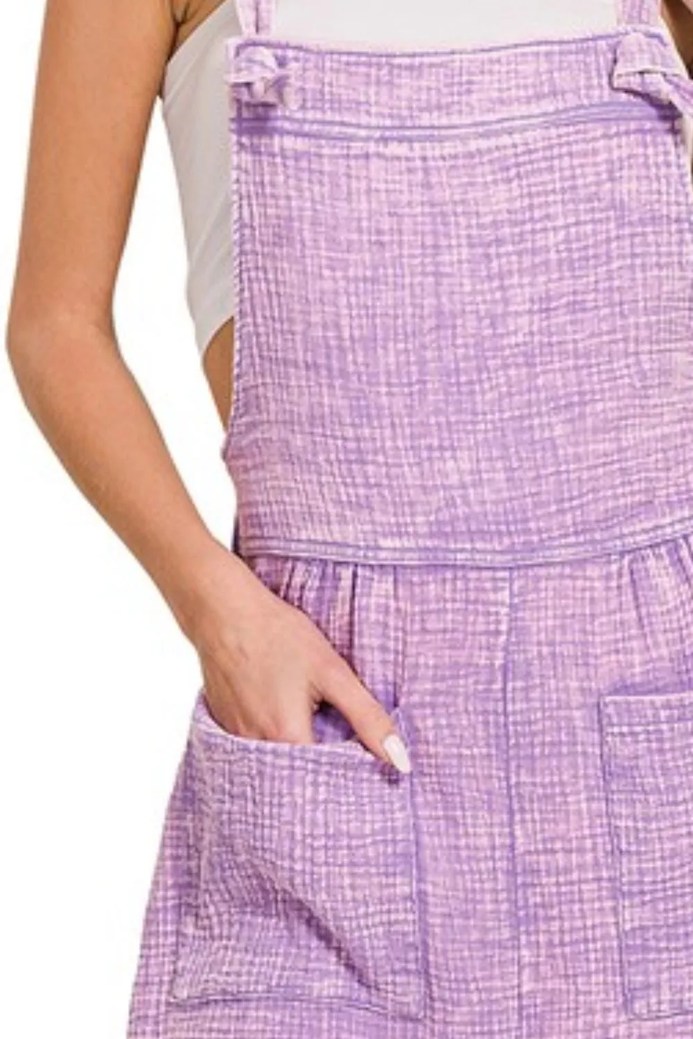 Woven Double Gauze Acid Washed Romper, image 3