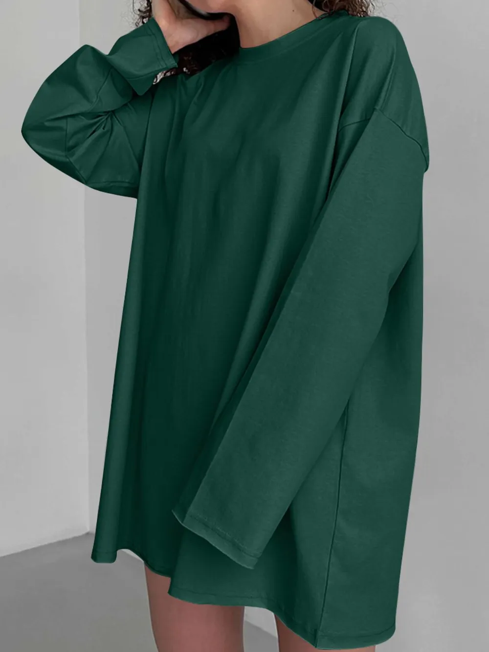 Round Neck Long Sleeve Oversized T-Shirt, image 15