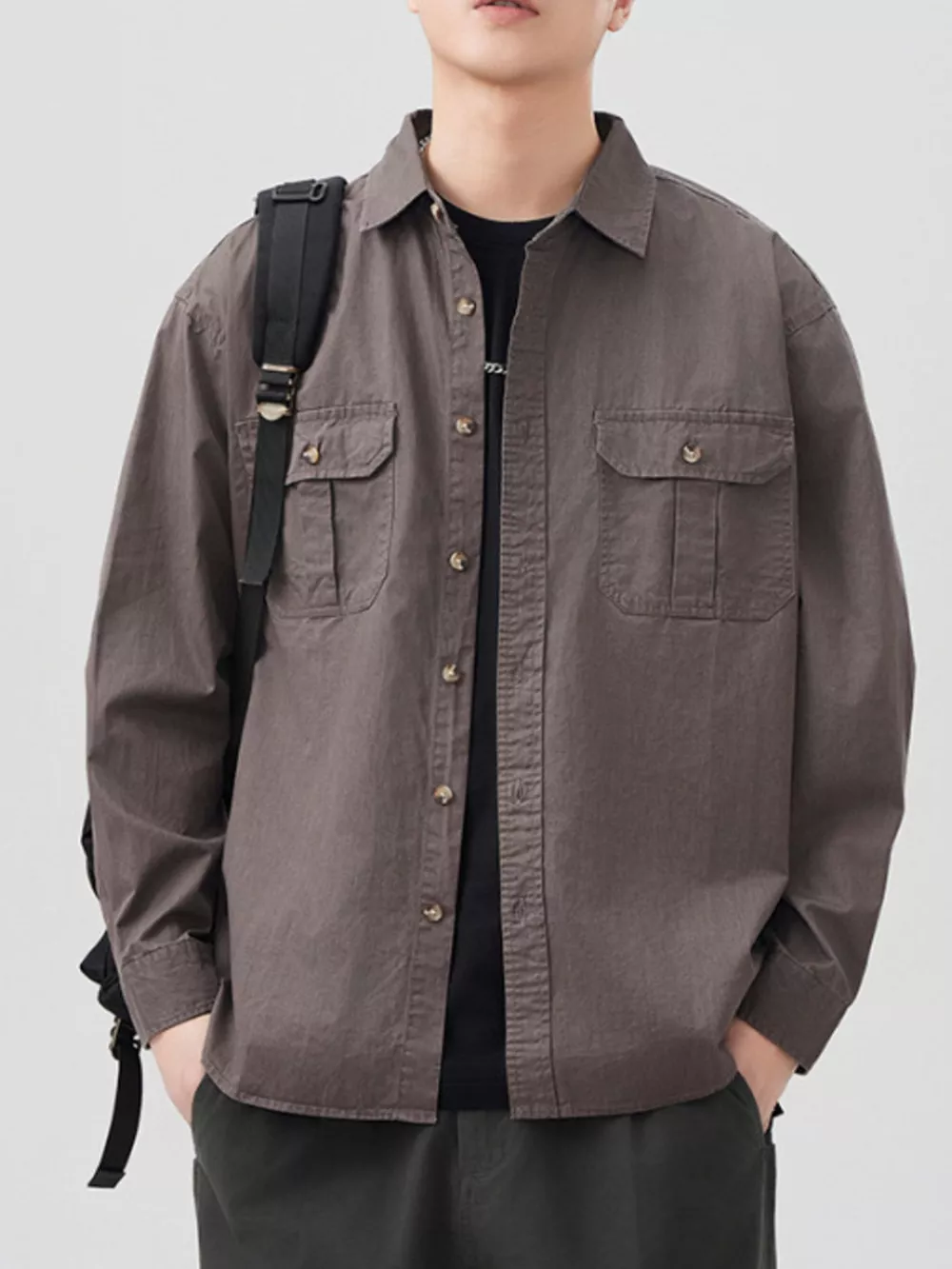 Men's Plus Size Button Up Long Sleeve Shirt, image 2