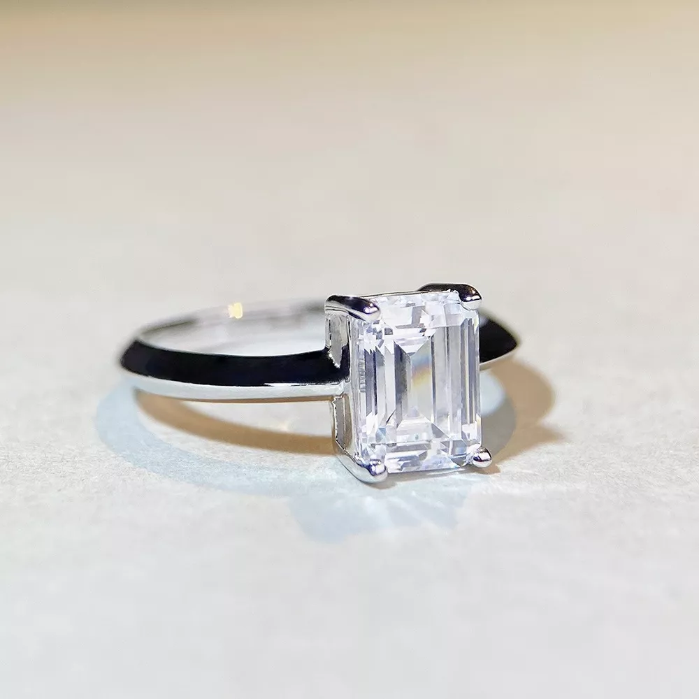 2 Carat 925 Sterling Silver Moissanite Geometric Ring, image 5
