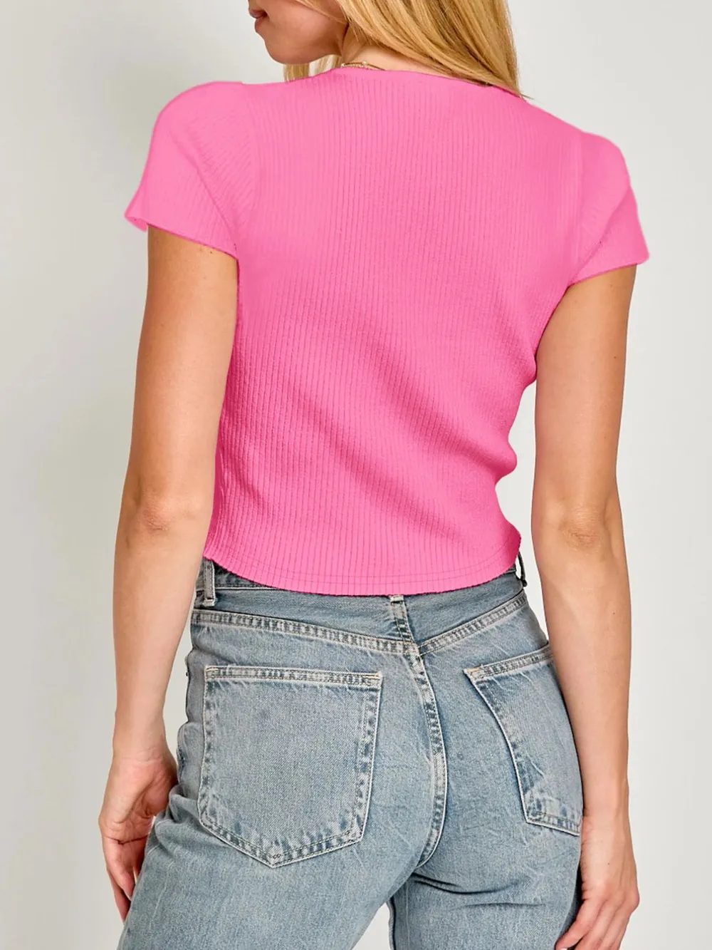 Bow Round Neck Short Sleeve T-Shirt, image 8