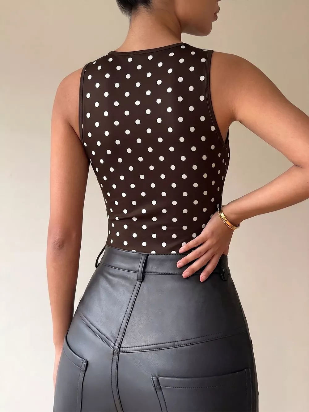 Polka Dot Cowl Neck Bodysuit, image 7