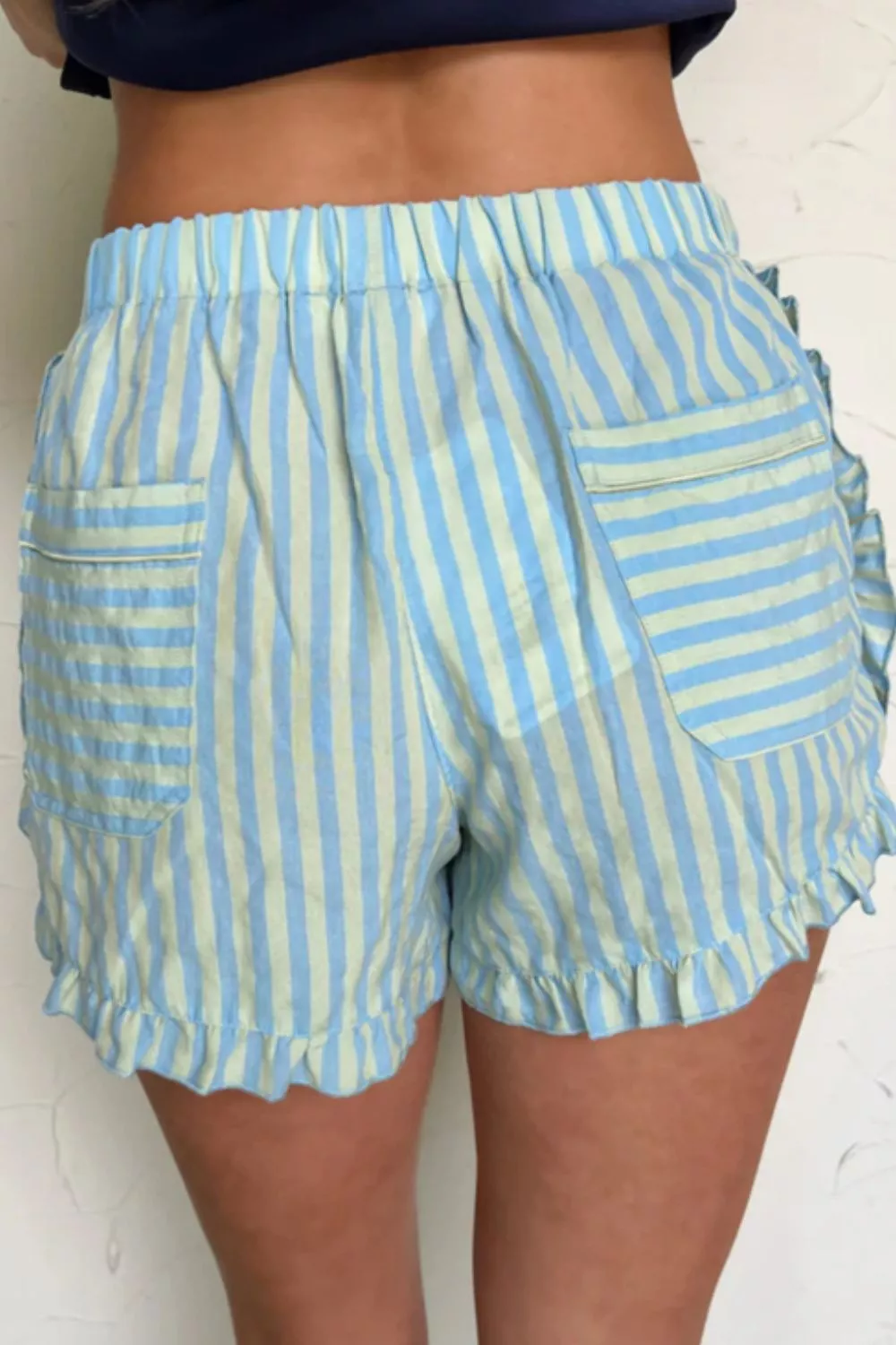 Striped Elastic Waist Shorts, image 2