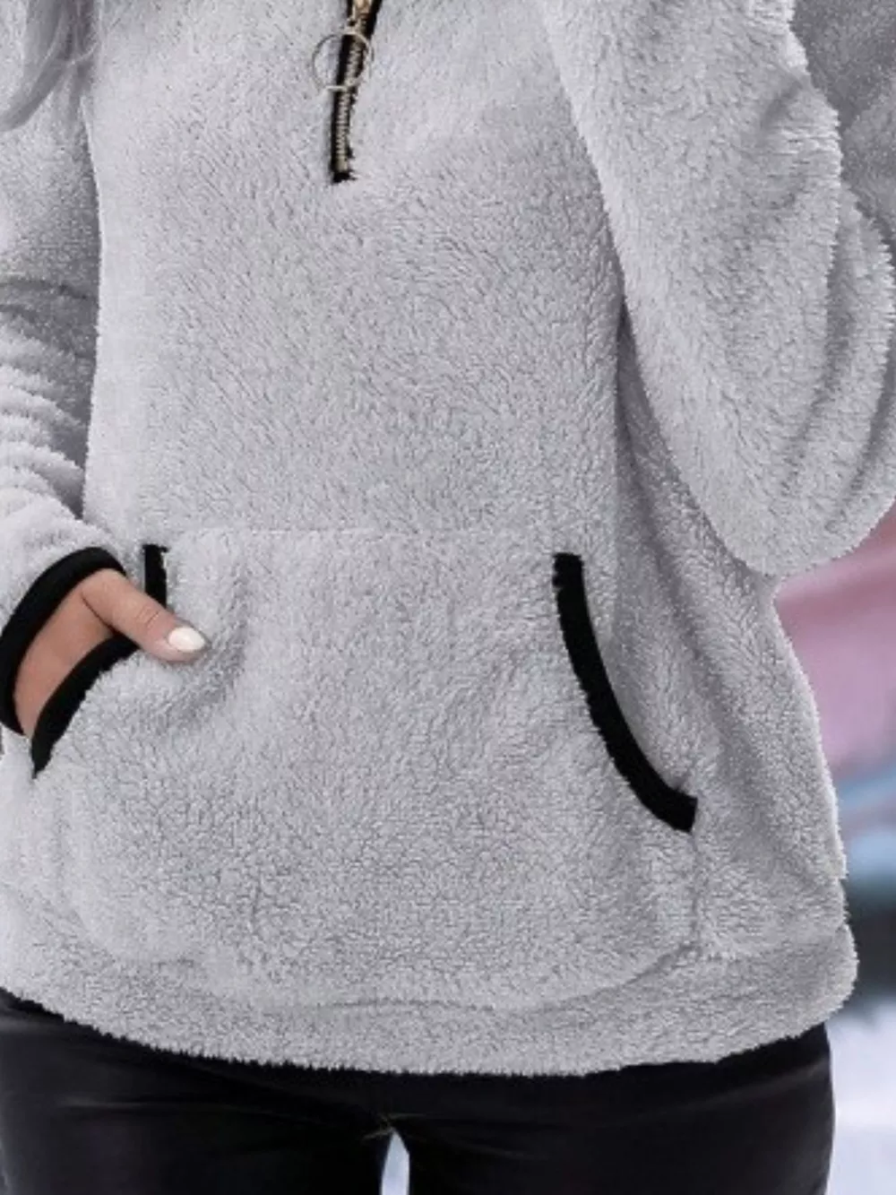 Full Size Cozy Fleece Quarter Zip Long Sleeve Sweatshirt Plus Size, image 15