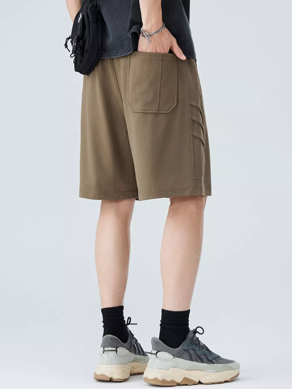 Men's Plus Size Casual Cargo Shorts with Drawstring, image 2