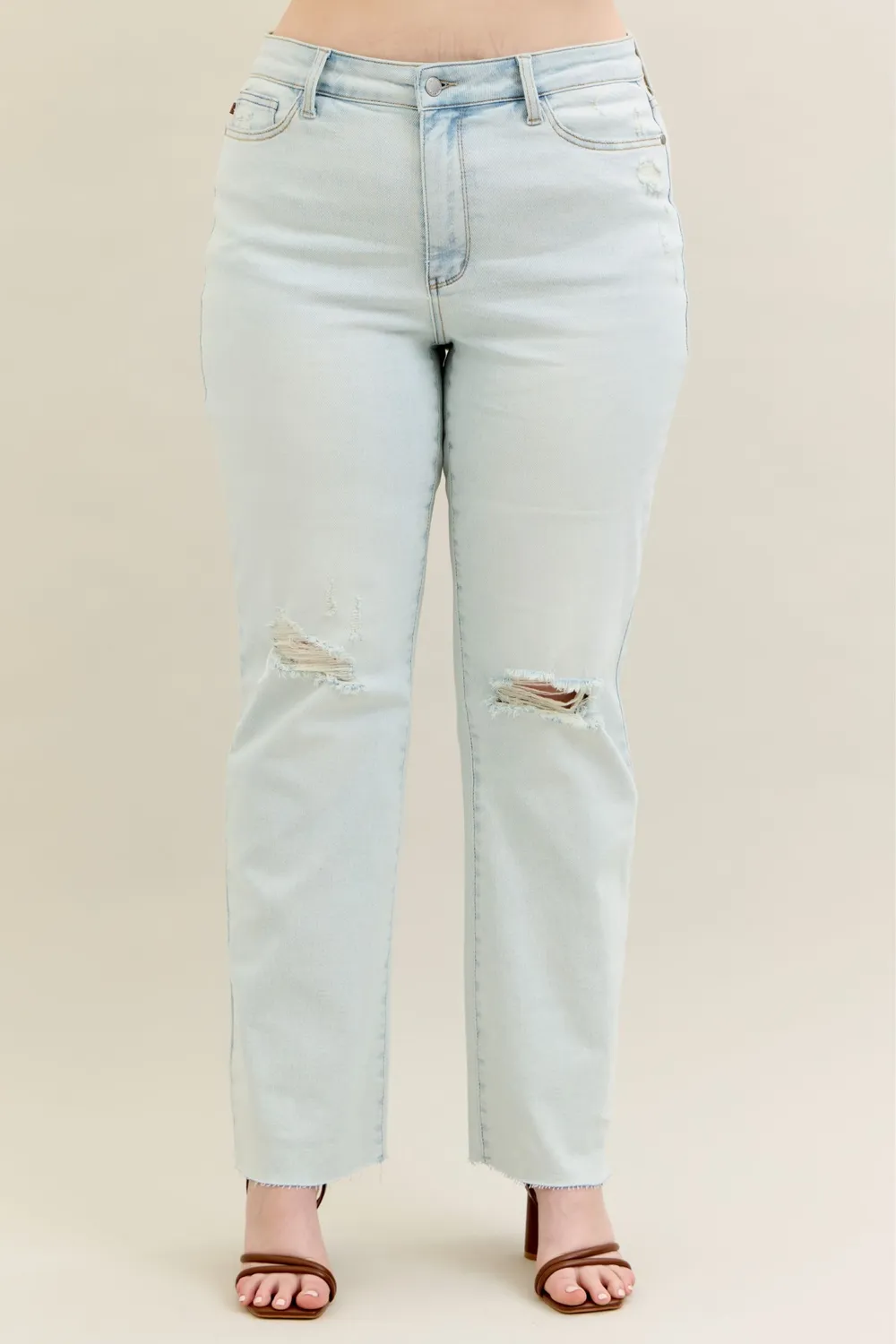 Full Size Destroy & Fray Hem Bootcut Jeans Plus Size, image 3