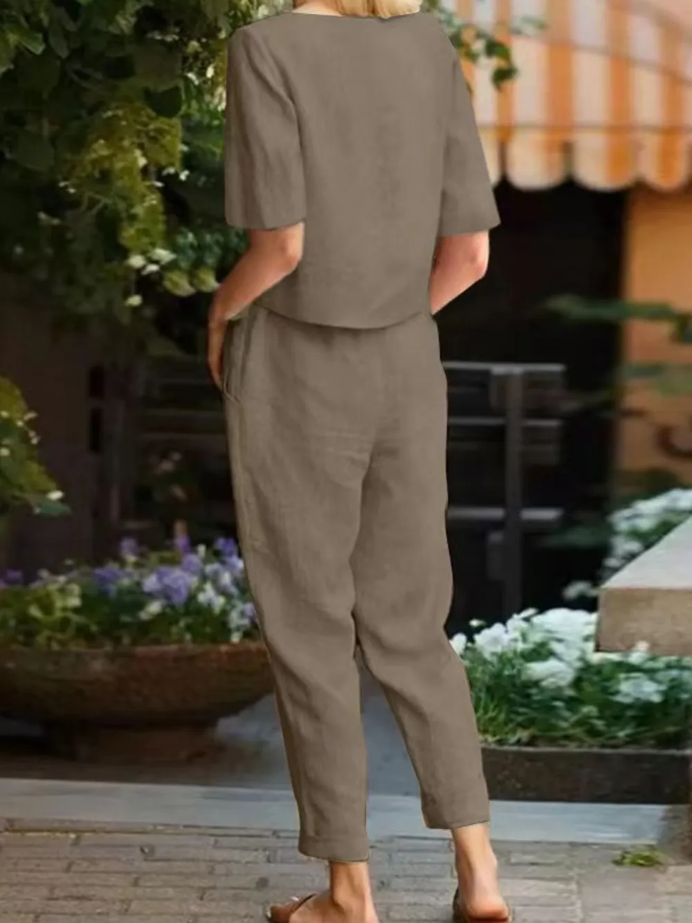 Full Size Round Neck Short Sleeve Top and Pants Set Plus Size, image 9