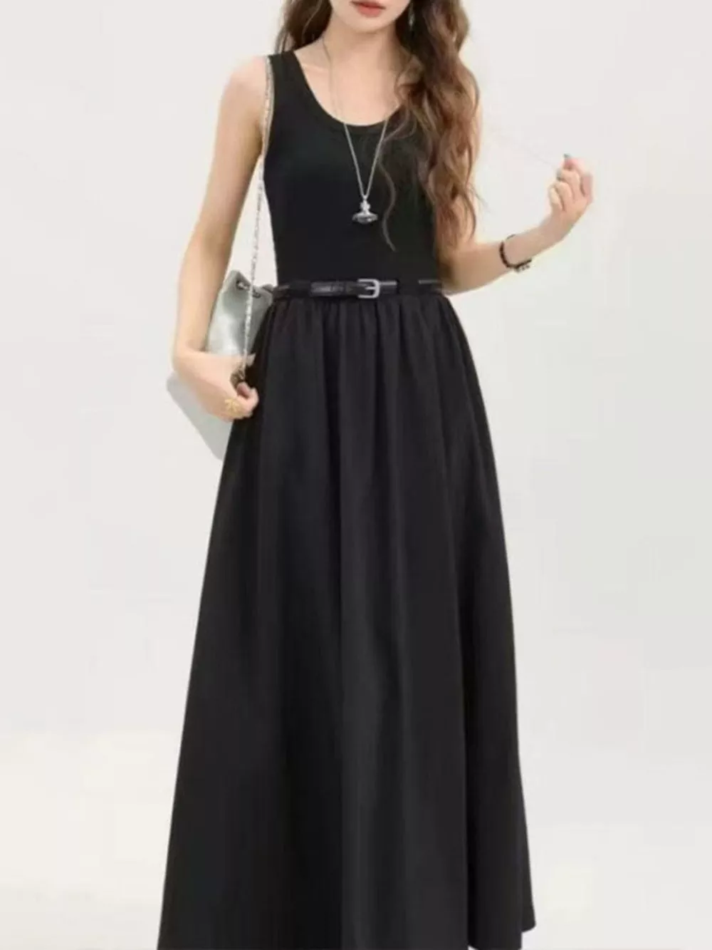 Round Neck Sleeveless Midi Dress, image 6
