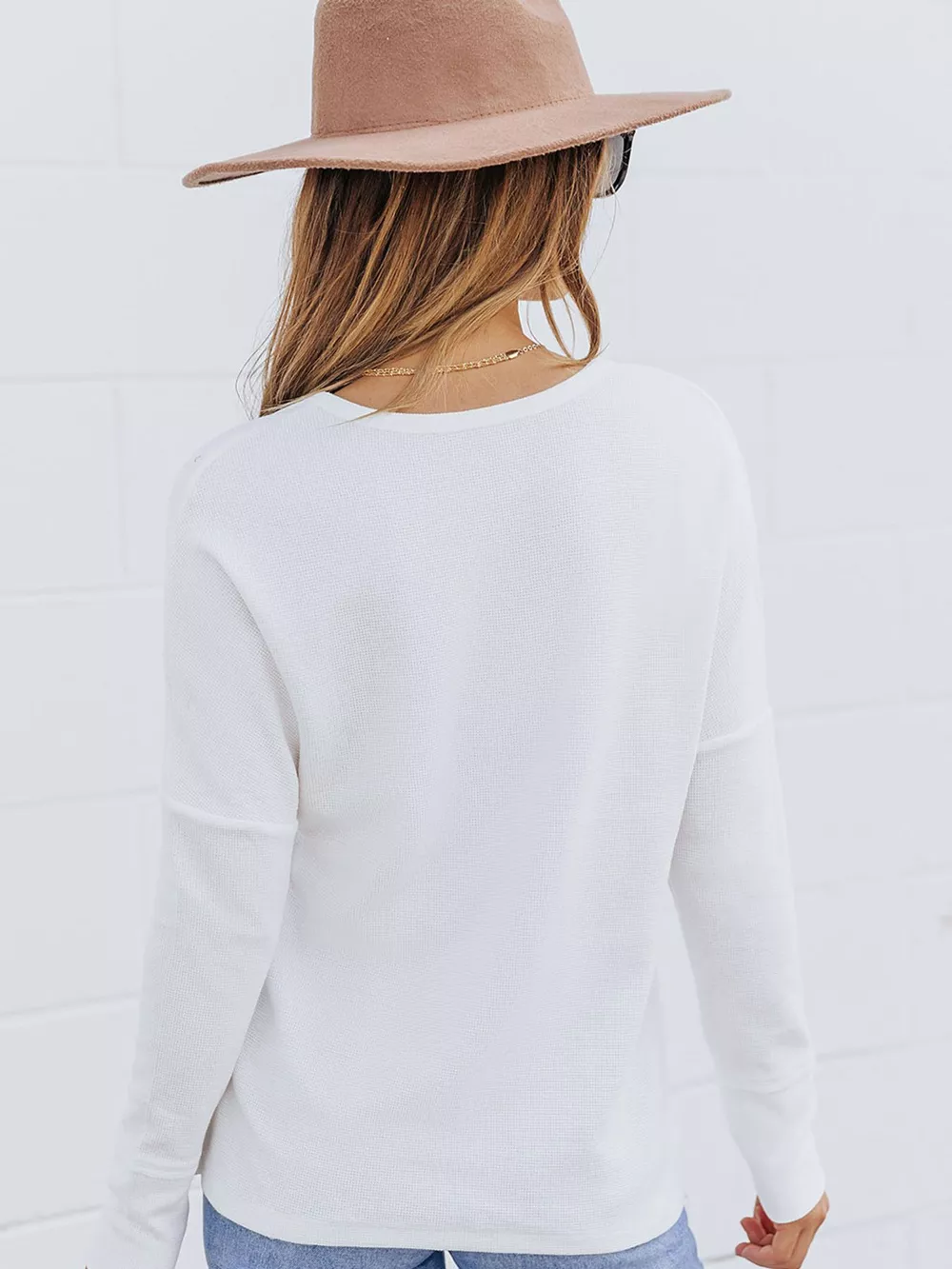 Waffle Knit Henley Top, image 5