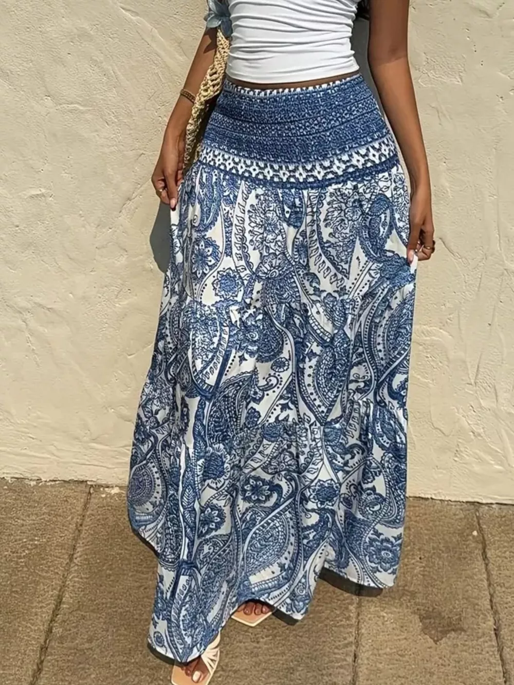 Paisley Print Maxi Skirt, image 7