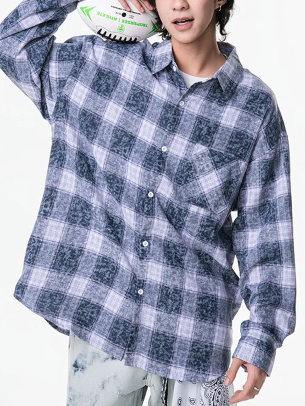 Men's Plus Size Plaid Button Up Long Sleeve Shirt, image 12