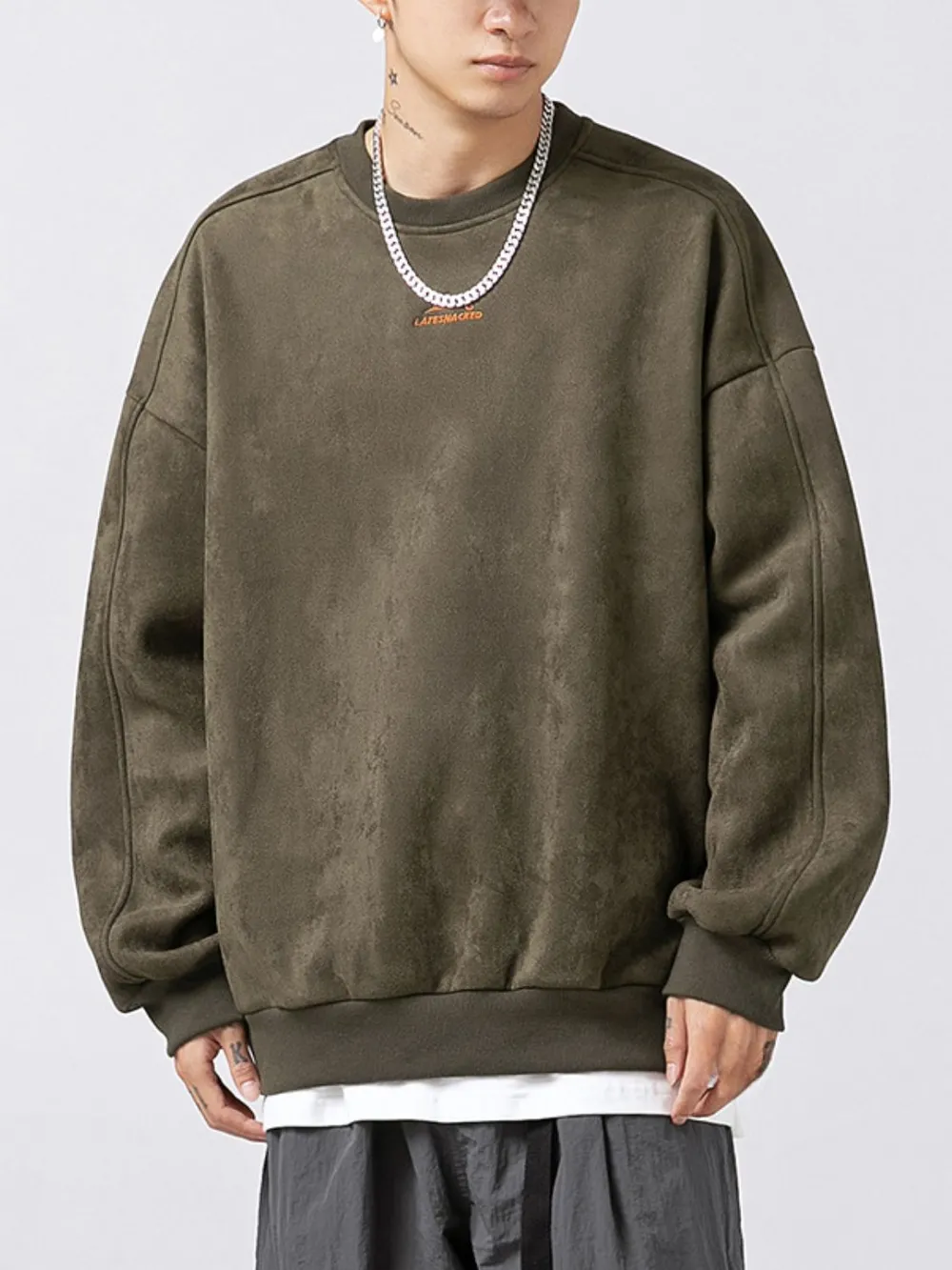 Men's Full Size Round Neck Long Sleeve Sweatshirt Plus Size
