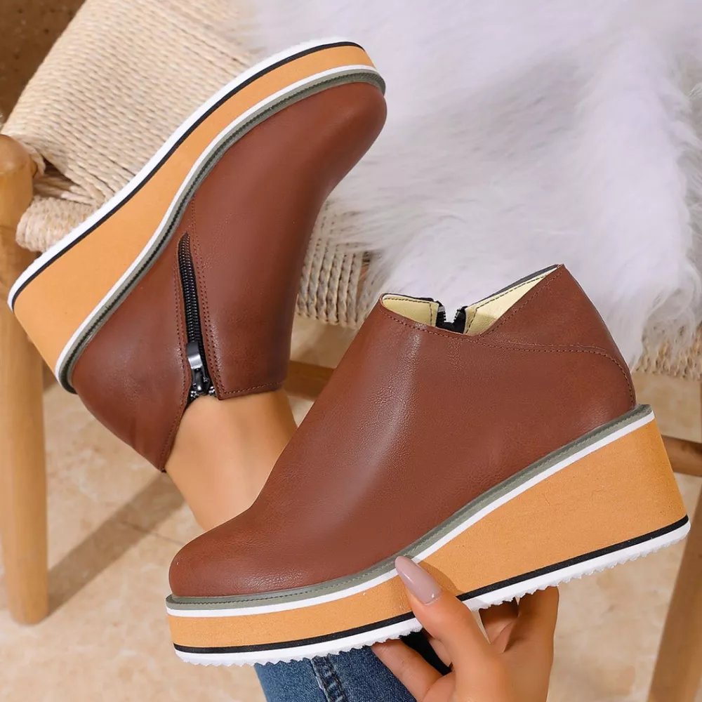 Round Toe Wedge Ankle Boots, image 8