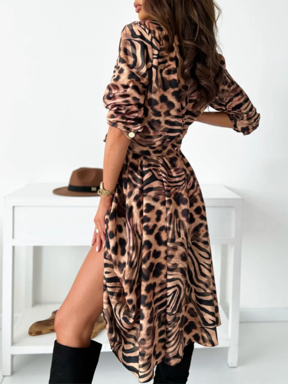 Printed Tie Waist Midi Dress, image 30