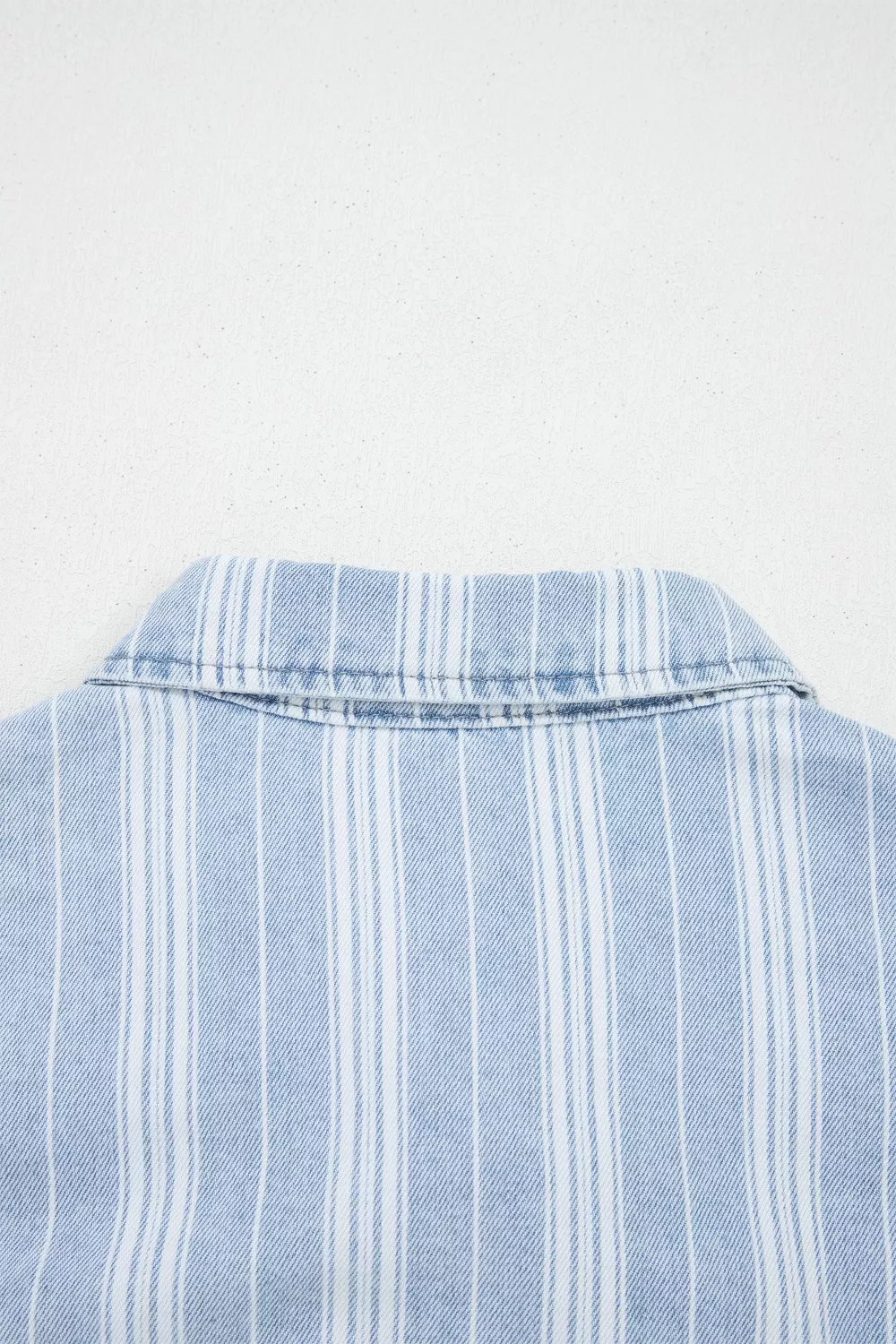 Stripe Boyfriend Chest Pocket Classic Denim Shacket, image 7