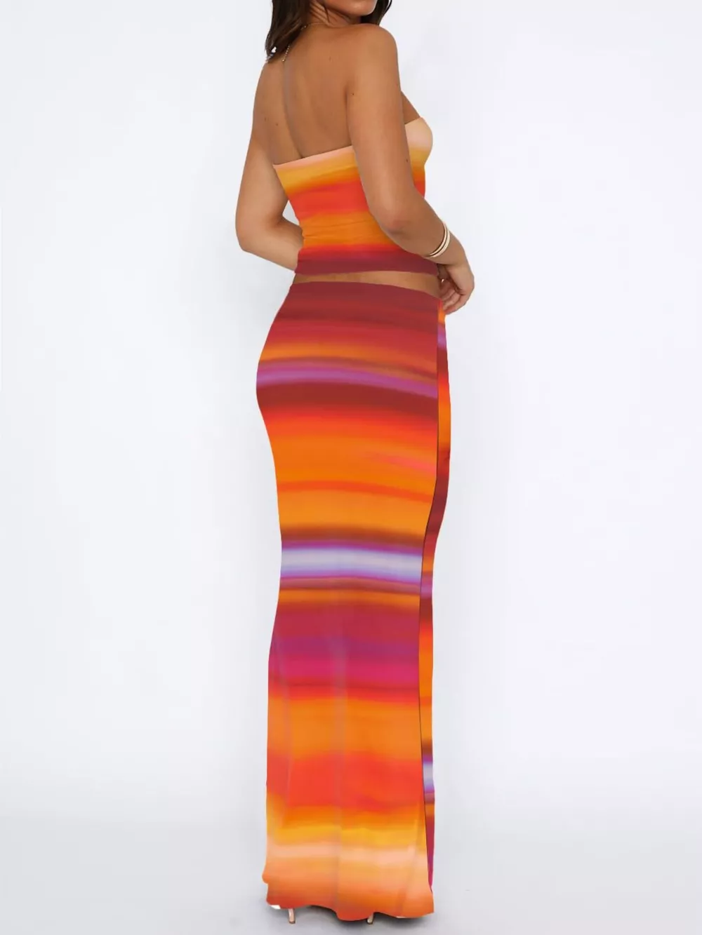 Striped Tube Top and Skirt Set, image 3