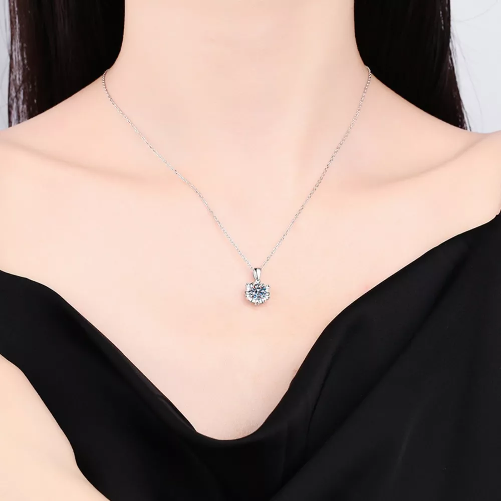 1 Carat Moissanite 925 Sterling Silver Flower Necklace, image 3