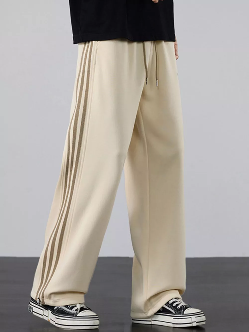 Men's Plus Size Casual Striped Wide Leg Sweatpants, image 6
