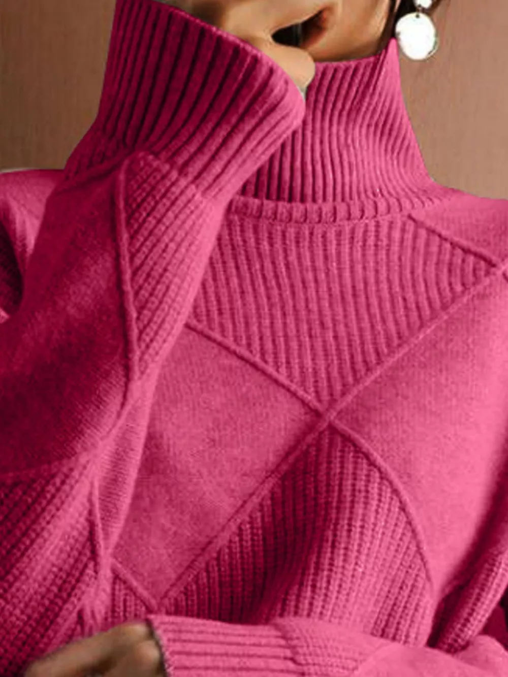 Argyle Pattern Turtleneck Sweater, image 8