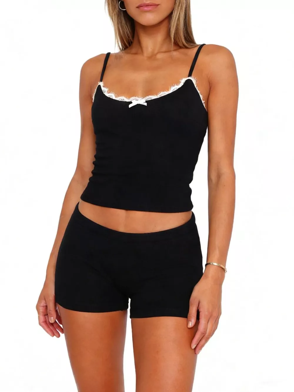 Contrast Trim Cami and Shorts Set