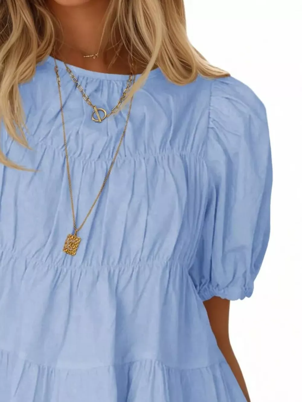 Ruched Tiered Puff Sleeve Blouse, image 15