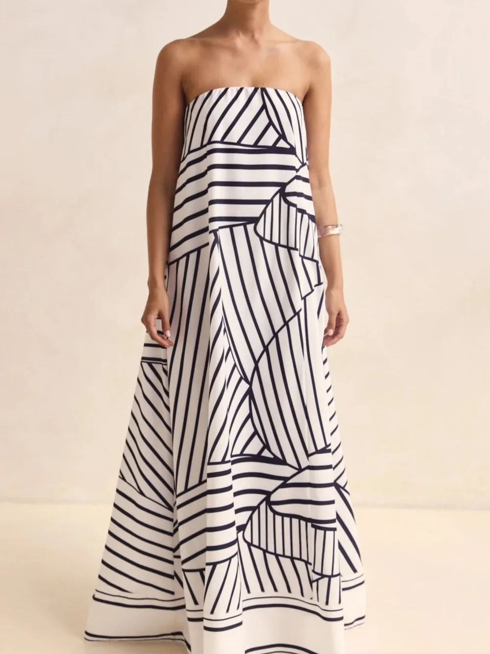 Smocked Printed Tube Maxi Dress, image 10