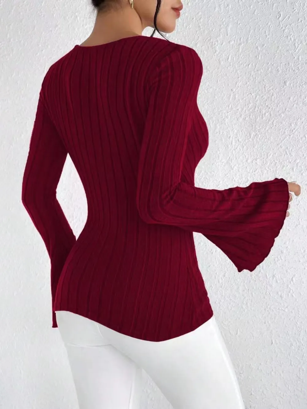 Ribbed Flare Sleeve Top, image 6