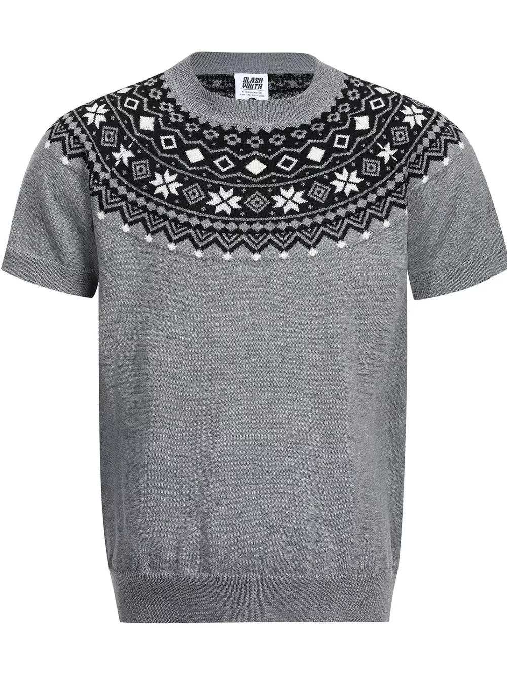 Men's Fair Isle Pattern Short Sleeve Sweater