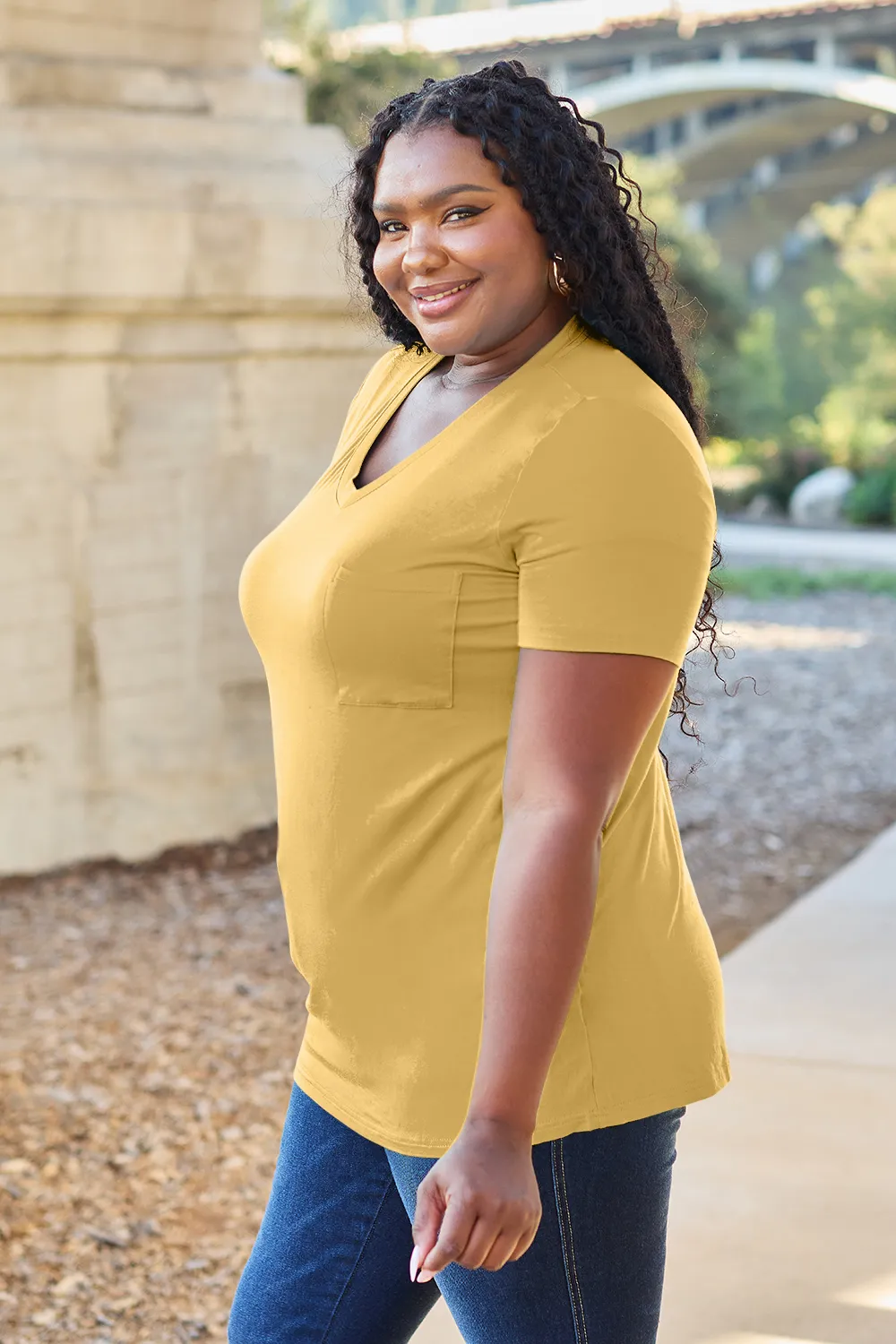 Bamboo Full Size V-Neck Short Sleeve T-Shirt, image 6
