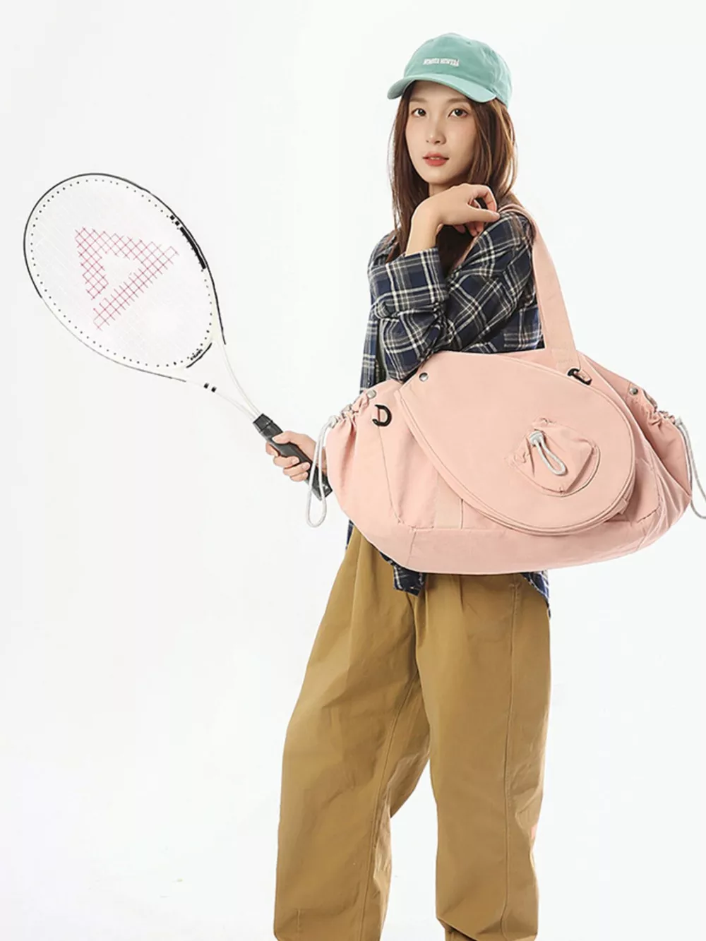 Sporty Duffel Bag with Integrated Racket Holder, image 3
