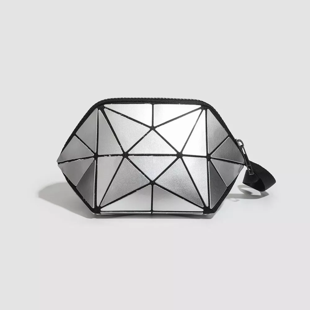 Geometric Metallic Silver Clutch with Modern Origami Design, image 5