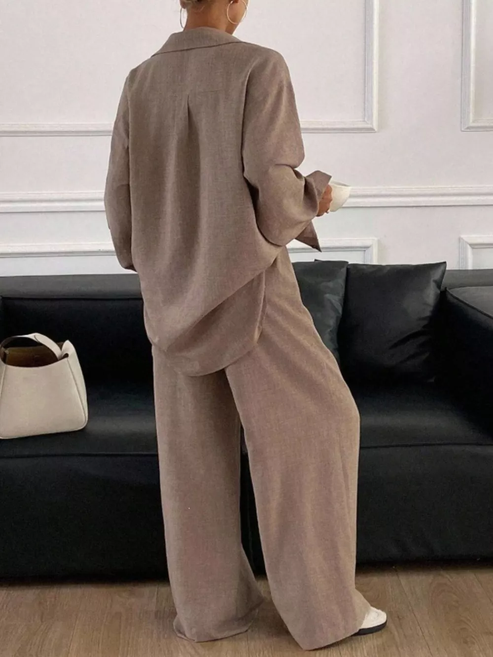 Button-Down Shirt and Wide-Leg Pants Set, image 26