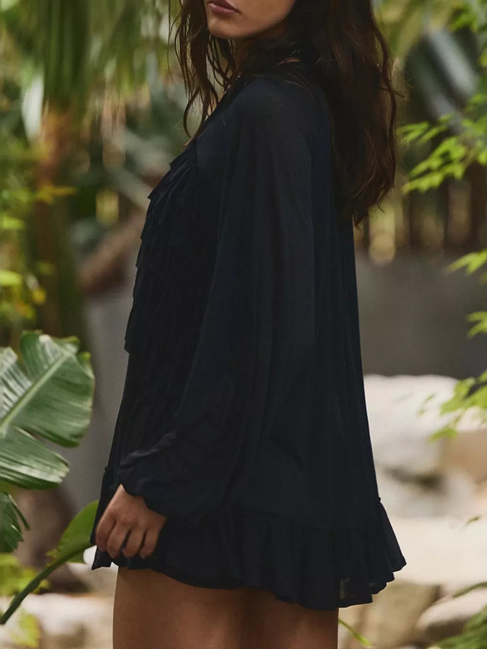 Sheer Ruffle Trim Beach Cover-Up, image 10