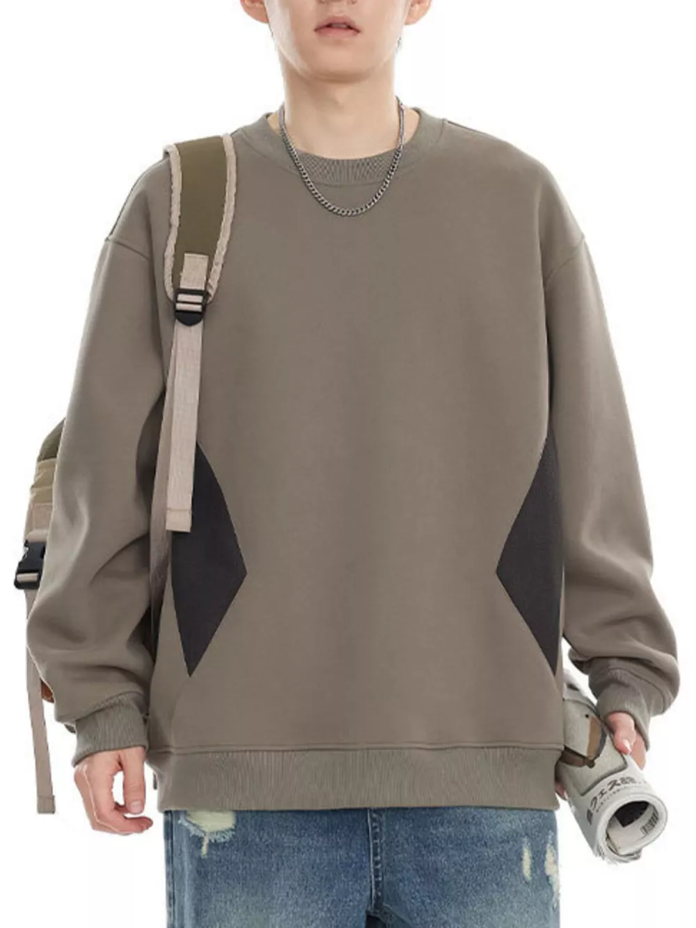 Men's Plus Size Casual Crew Neck Sweatshirt, image 2