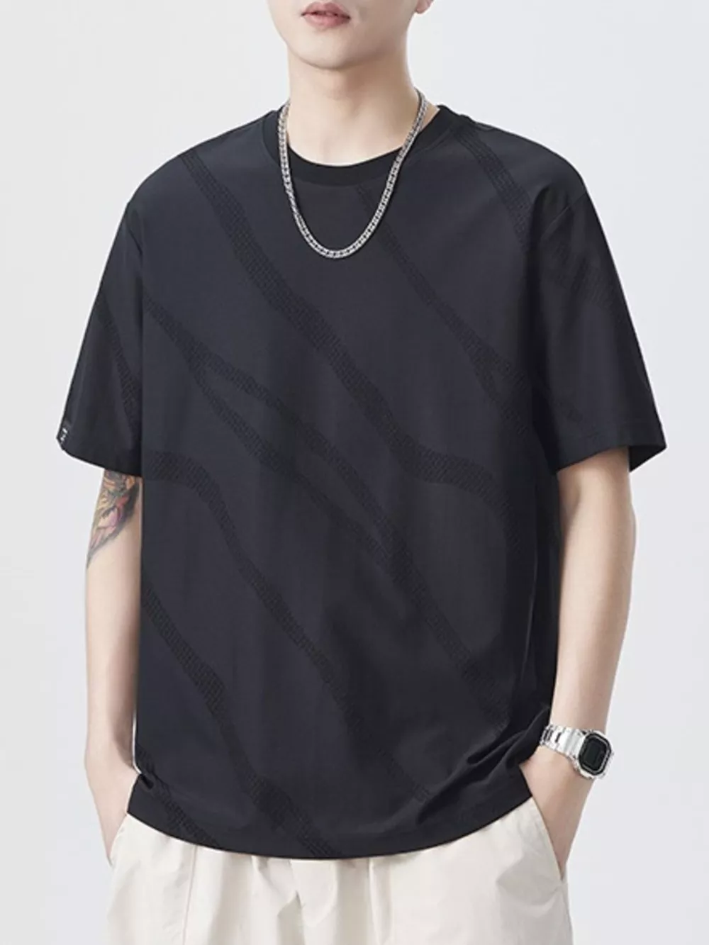 Men's Plus Size Round Neck Short Sleeve T-Shirt, image 2