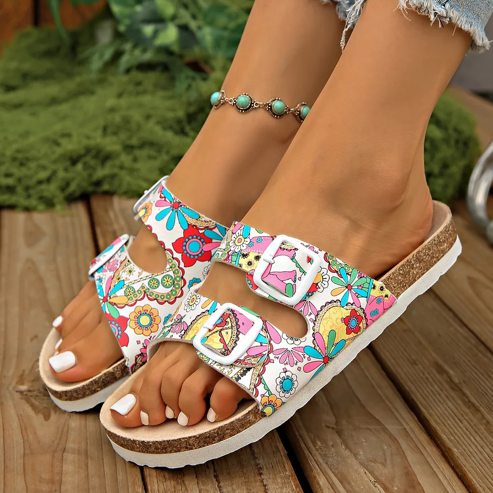 Printed Double Buckle Sandals, image 5