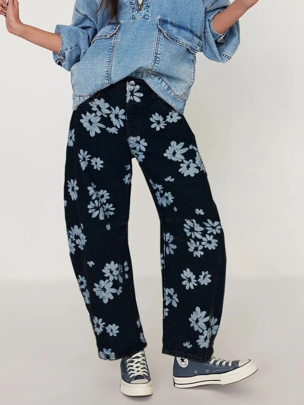 Printed Wide Leg Jeans