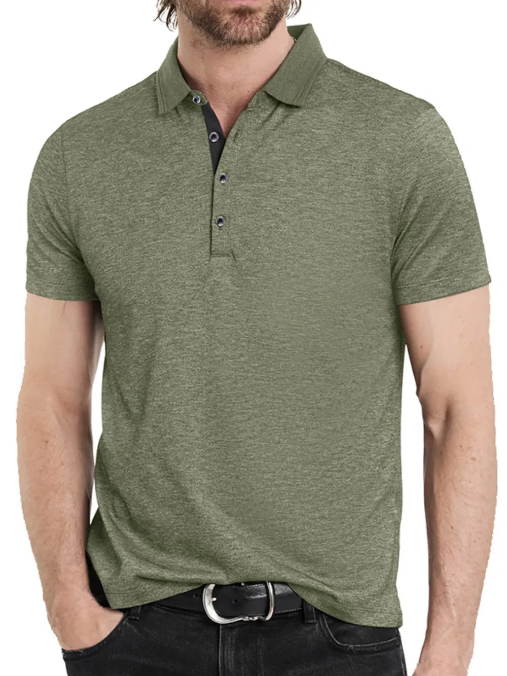 Men's Classic Heathered Short Sleeve Polo Shirt, image 7