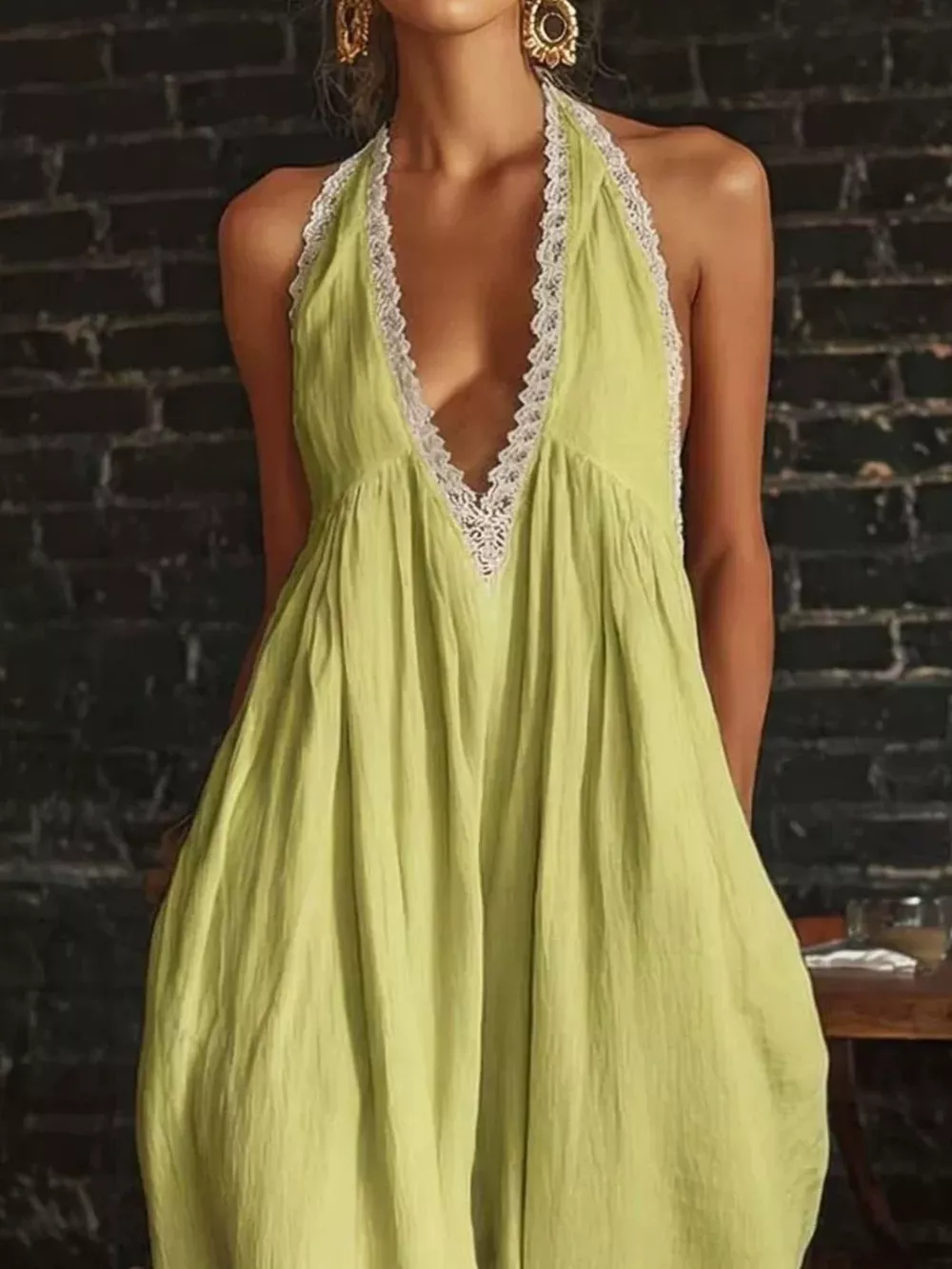 Full Size Lace Trim Wide-Leg Jumpsuit Plus Size, image 13