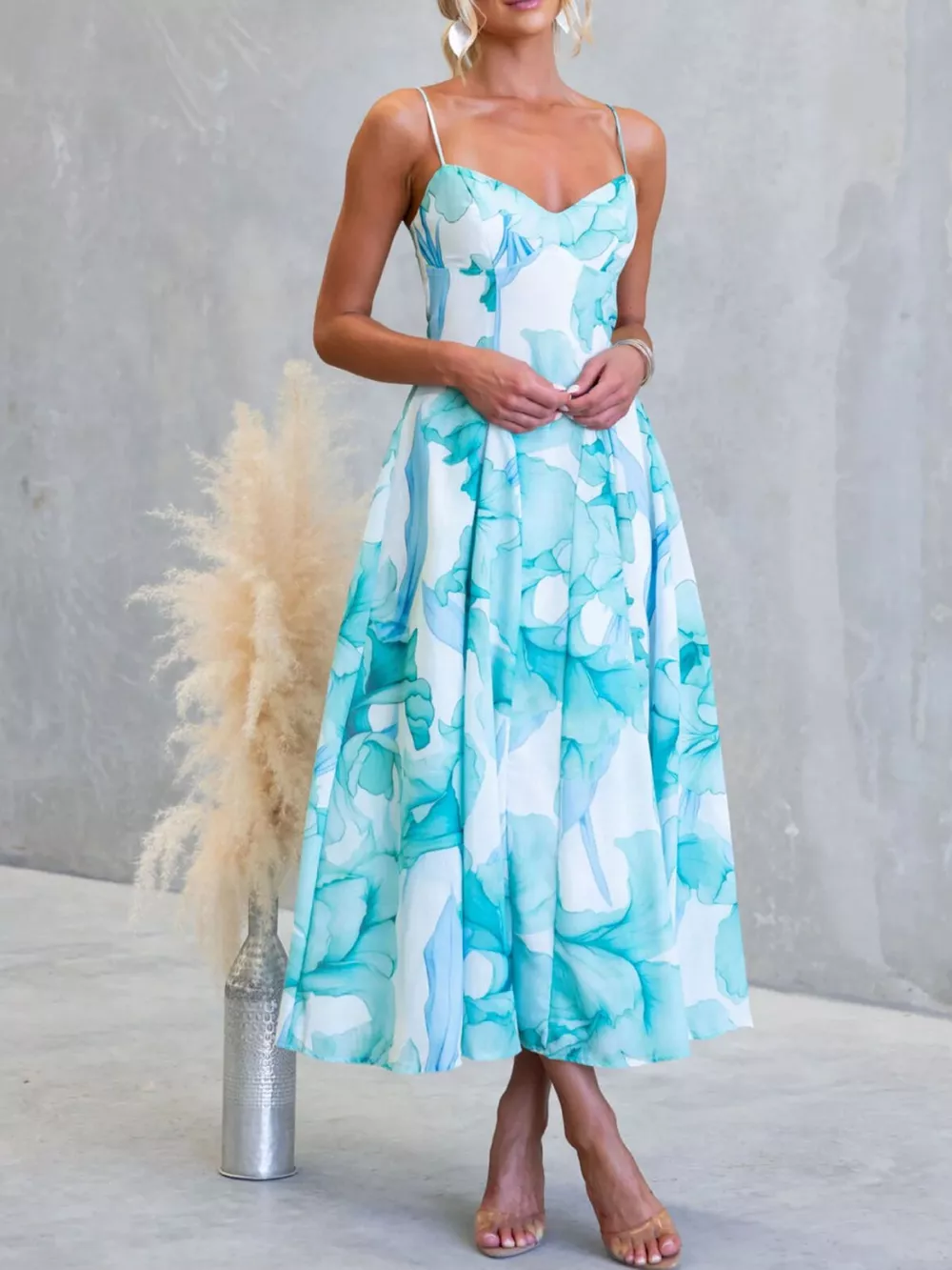 Floral Print Spaghetti Strap Midi Dress, image 8